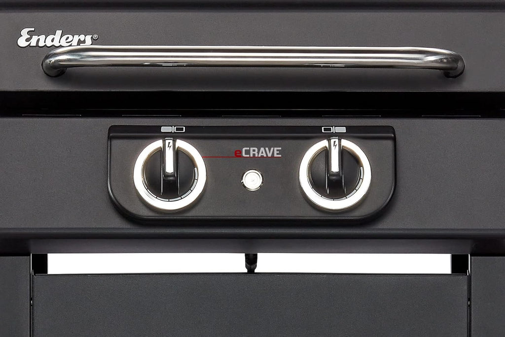 Enders Elektrogrill eCRAVE 2, mit Gussrost, Grillwagen mit viel Stauraum, SIMPLE CLEAN™ Reinigungssystem, 2 leistungsstarke Heizelemente, formstabile Garhaube mit integriertem Thermometer #97116