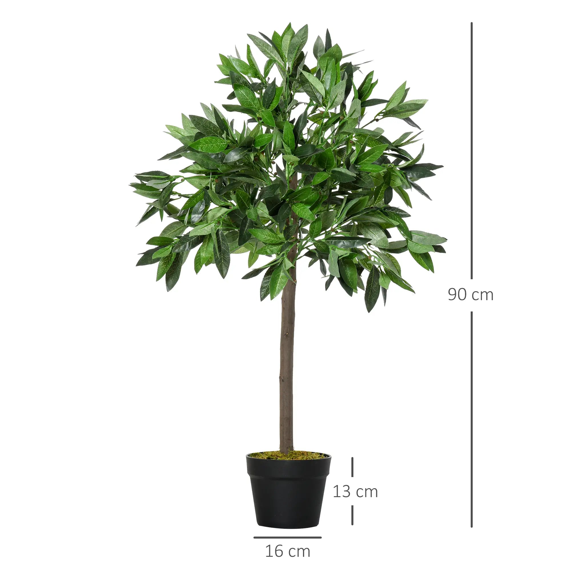 Outsunny 2er-Set Künstlicher Lorbeerbaum 90 cm im Zementtopf