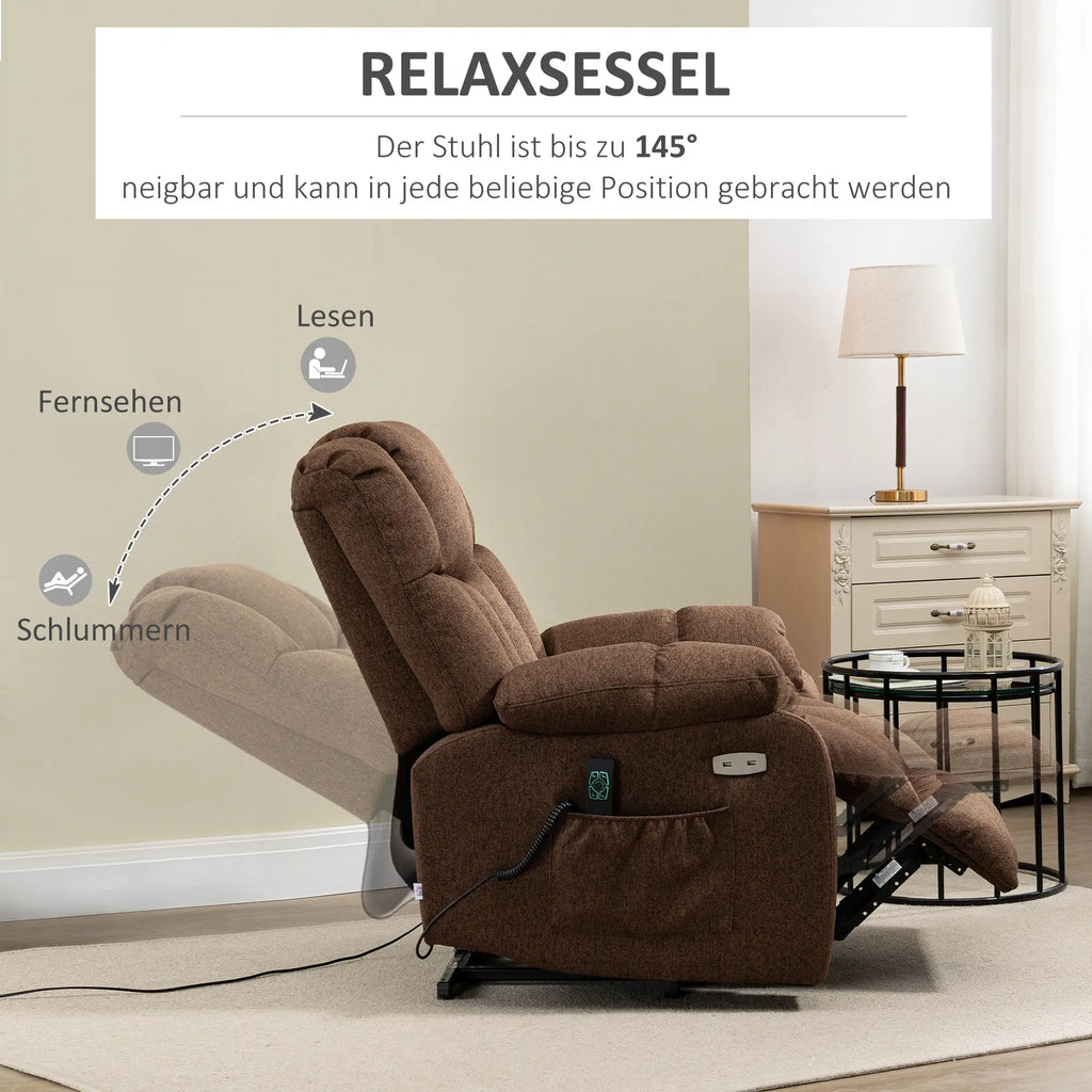 HOMCOM Aufstehsessel Relaxsessel elektrisch Liegefunktion USB