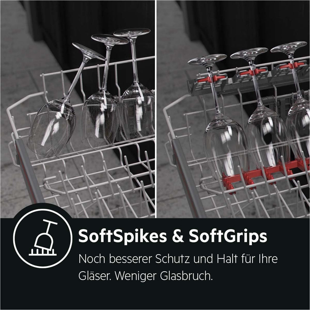 AEG Vollintegrierter Geschirrspüler 60cm, Spülmaschine Serie 7000: mit Glasschutz, Energieklasse A, Besteckschublade, personalisierte Zeit-Steuerung, leise 41dB, ComfortRails, Wasserstopp, FSE7676AP