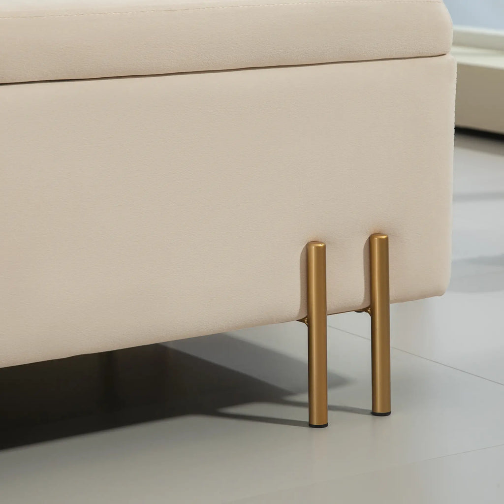 HOMCOM Polsterbank mit Stauraum Sitztruhe vielseitig Samt Beige