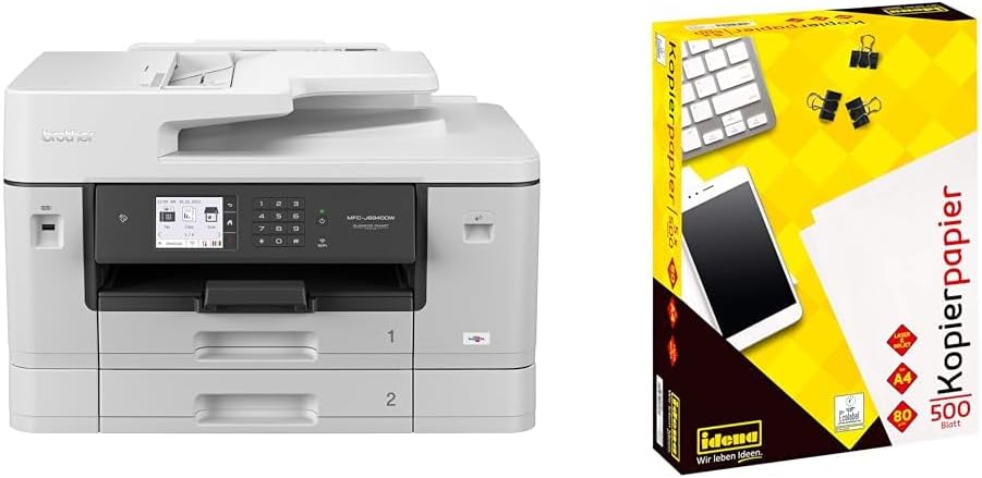 Brother MFC-J6940DW DIN A3 4-in-1 Farbtintenstrahl-Multifunktionsgerät (2 x 250 Blatt Papierkassette, Drucken, scannen, kopieren, faxen), Weiß, Mittel