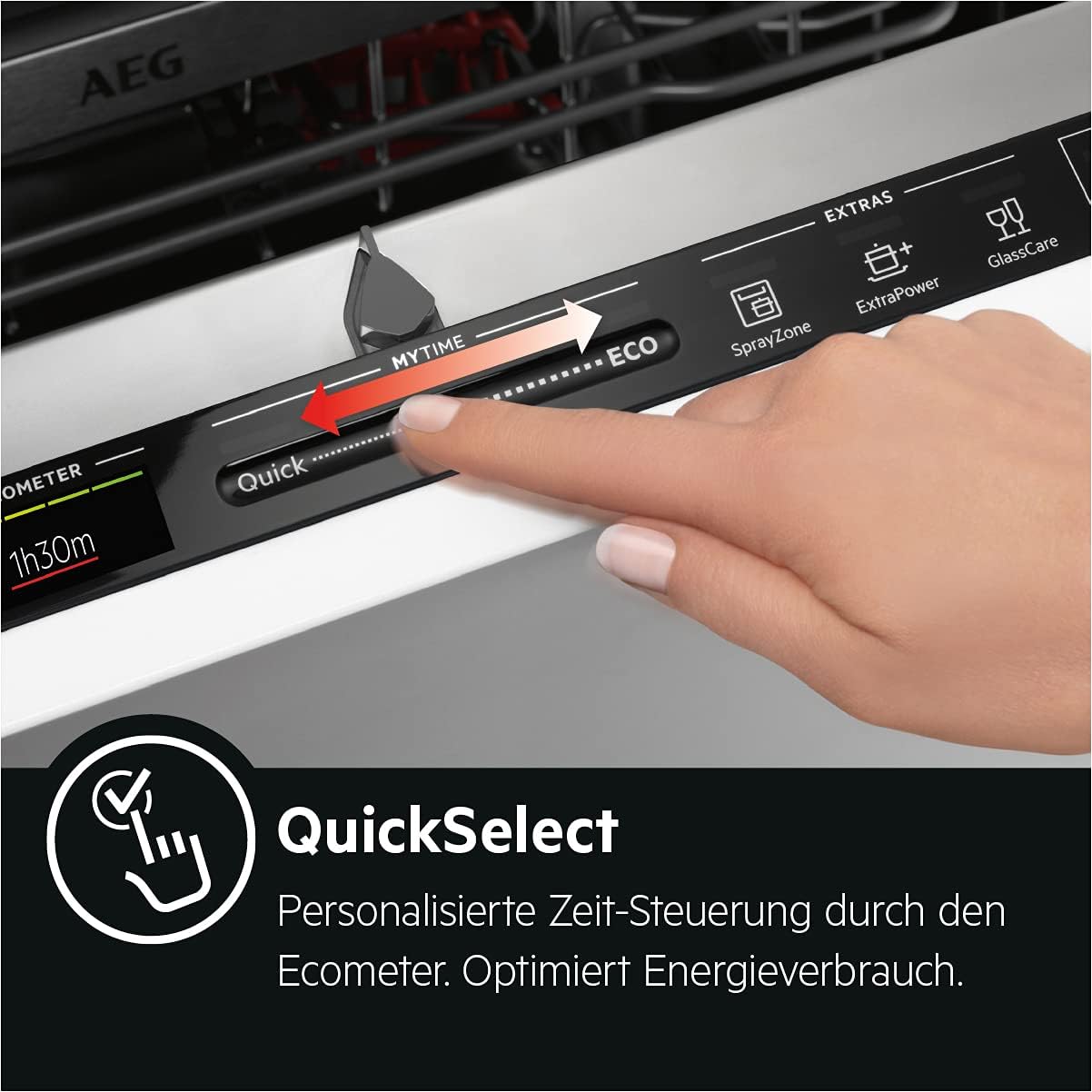 AEG Vollintegrierter Geschirrspüler 60cm, Spülmaschine Serie 7000: mit Glasschutz, Energieklasse A, Besteckschublade, personalisierte Zeit-Steuerung, leise 41dB, ComfortRails, Wasserstopp, FSE7676AP
