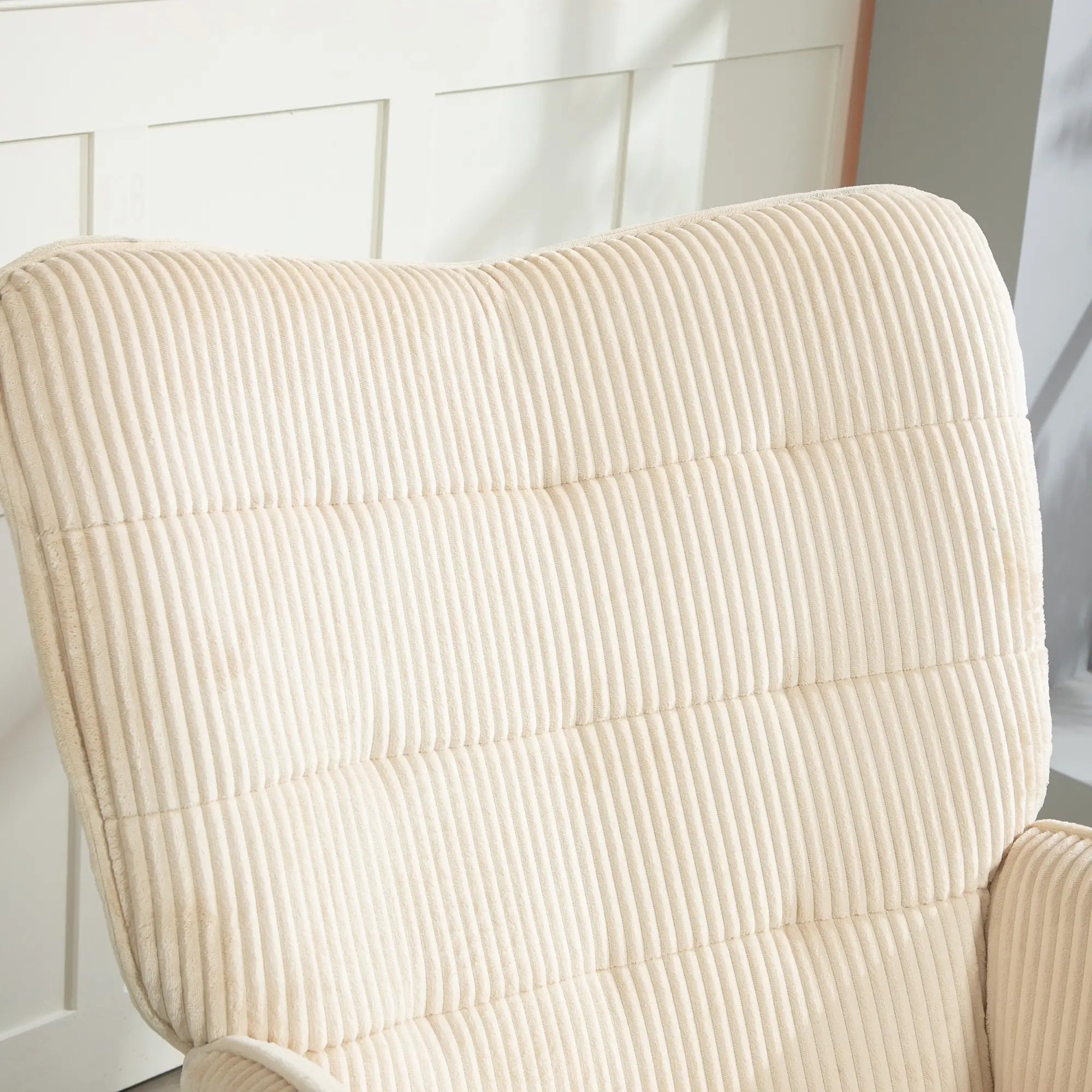 HOMCOM Schaukelstuhl mit Kordoptik & Holzkufen – Beige