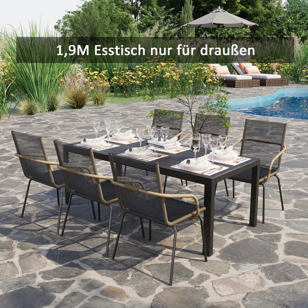 Outsunny Gartentisch Outdoor wetterfest WPC-Tischplatte Aluminium