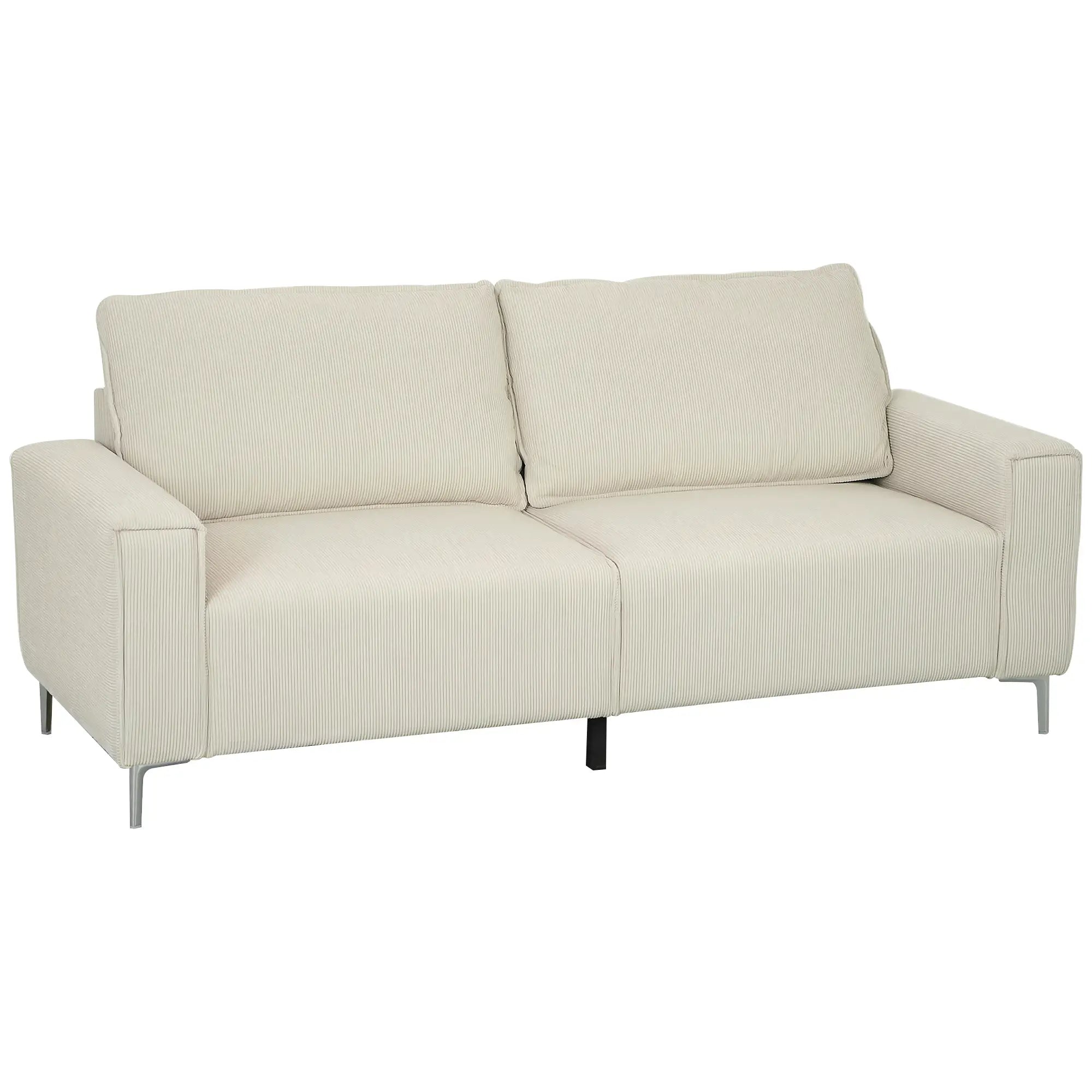 HOMCOM Dreisitzer Sofa Couch mit Federkern und Rückenkissen Cremeweiß