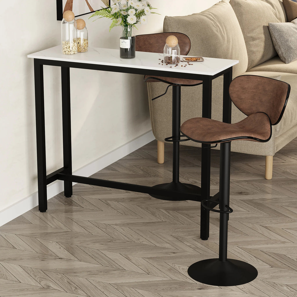 HOMCOM Bartisch Stehtisch Marmoroptik rutschfeste Fußpads Weiß