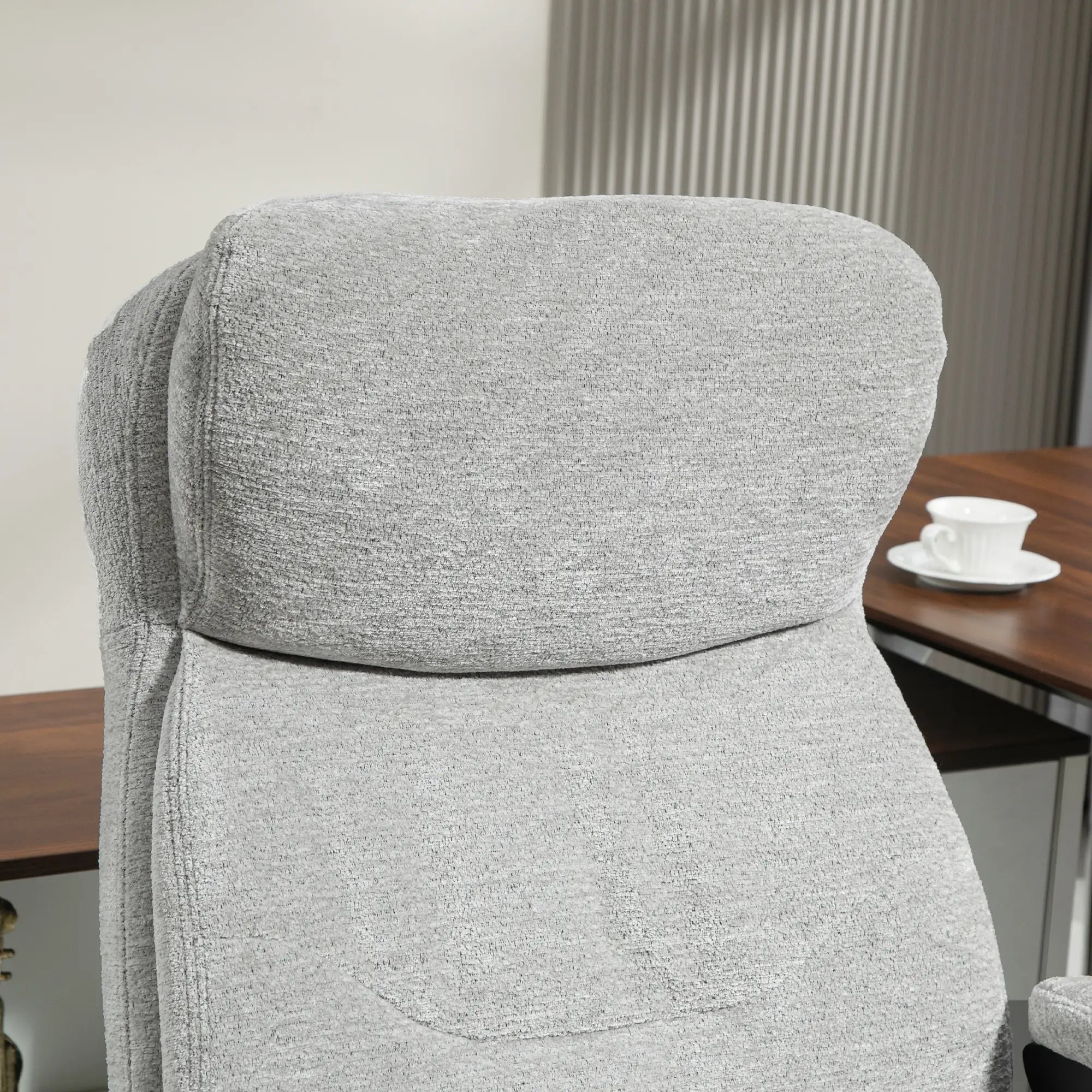 HOMCOM Ergonomischer Bürostuhl mit Wippfunktion – Hellgrau