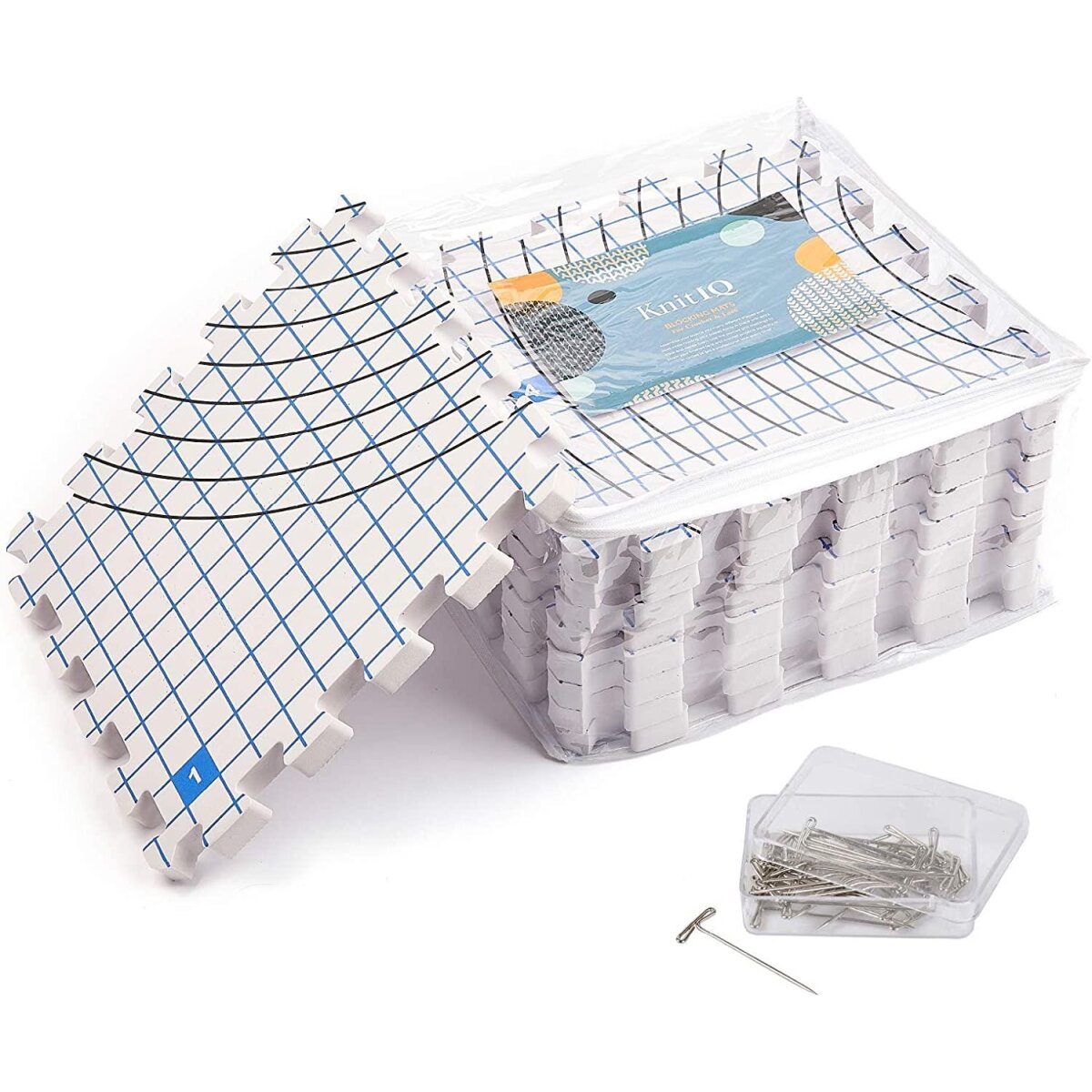KnitIQ Spannmatten Häkel-Set – 9 1,9 cm tiefe Spannunterlagen, 32 x 32cm - B-Ware sehr gut