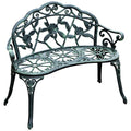 Outsunny Gartenbank 2-Sitzer Blumenmuster Gussaluminium Antik Grün