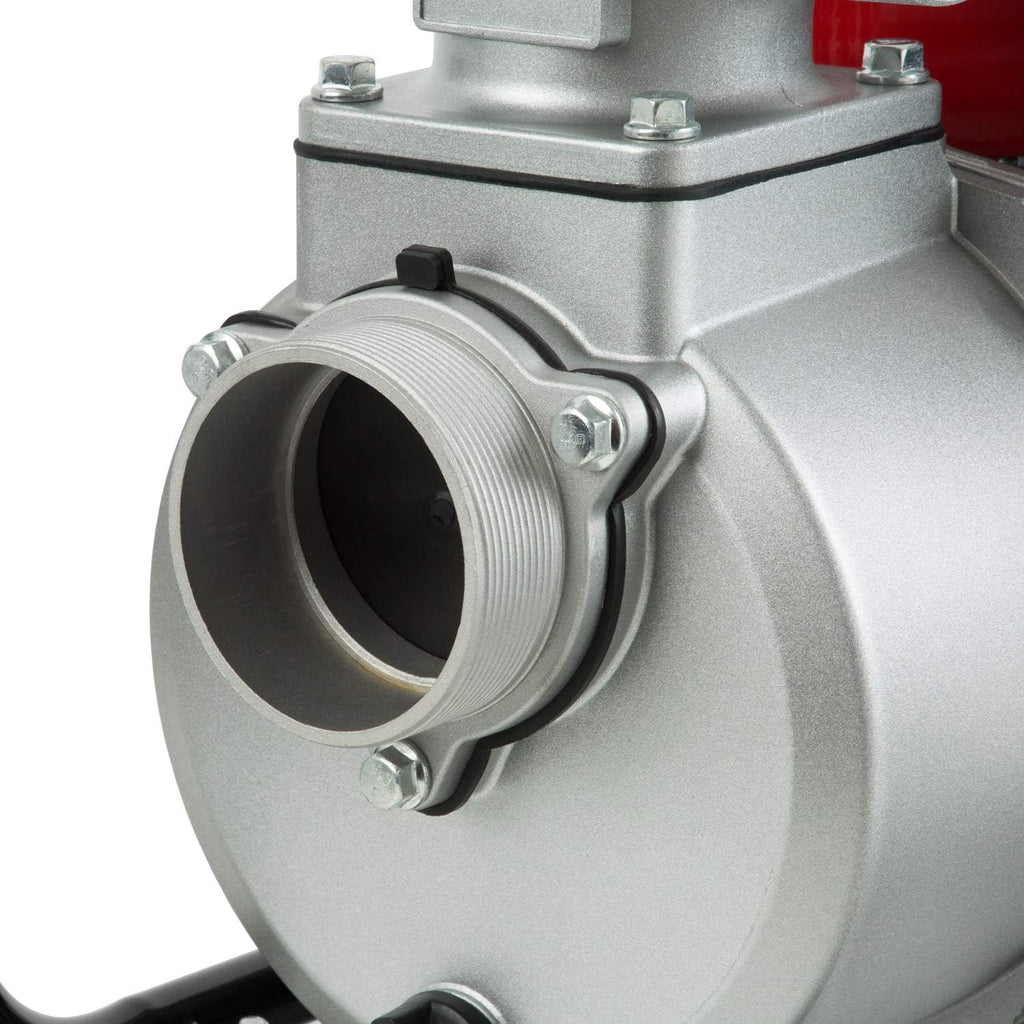 EBERTH 5,5PS Wasserpumpe mit 30.000l/h und 30m Förderhöhe, 2 Zoll Anschluss, Gartenpumpe Schmutzwasserpumpe mit 4-Takt-Motor und 7m Ansaughöhe, Benzin Pumpe, Seilzugstart, Metallfuß, Tragegriff