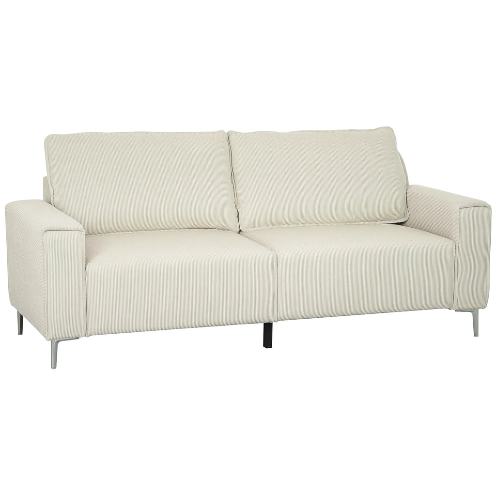HOMCOM Dreisitzer Sofa Couch mit Federkern und Rückenkissen Cremeweiß