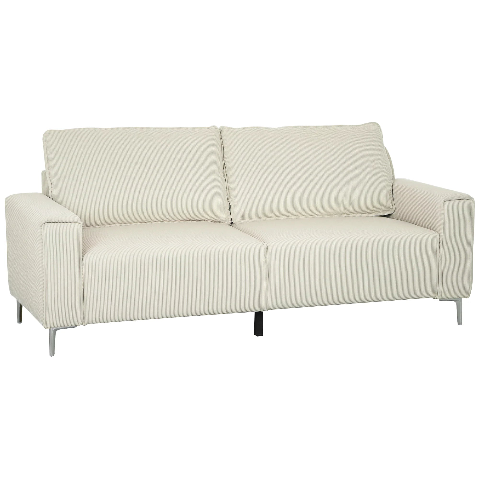HOMCOM Dreisitzer Sofa Couch mit Federkern und Rückenkissen Cremeweiß