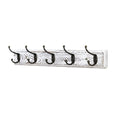Porte-manteau mural, Bois blanc, 5 crochets avec crochets en bronze antique