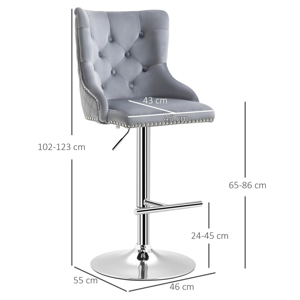 HOMCOM Barhocker 2er-Set höhenverstellbar drehbar Tufting