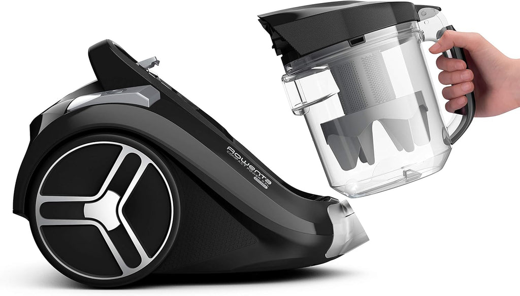 Rowenta RO4825 beutelloser Bodenstaubsauger Compact Power XXL | 550 Watt | 2,5L Staubvolumen | Kompakt & leise | Extreme Saugleistung | Hocheffizienter Saugkopf | Schwarz/Grau