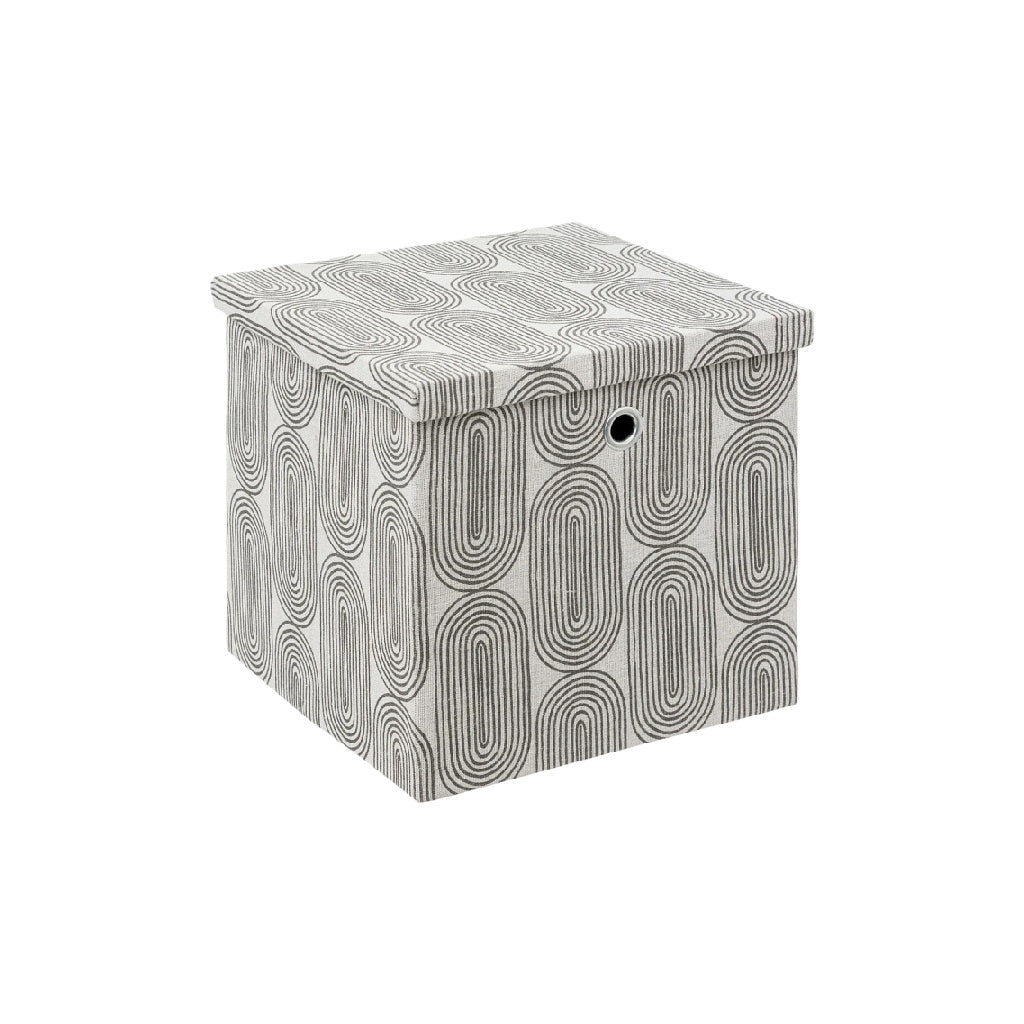 Boîte de rangement en tissu avec motif géométrique, Gris