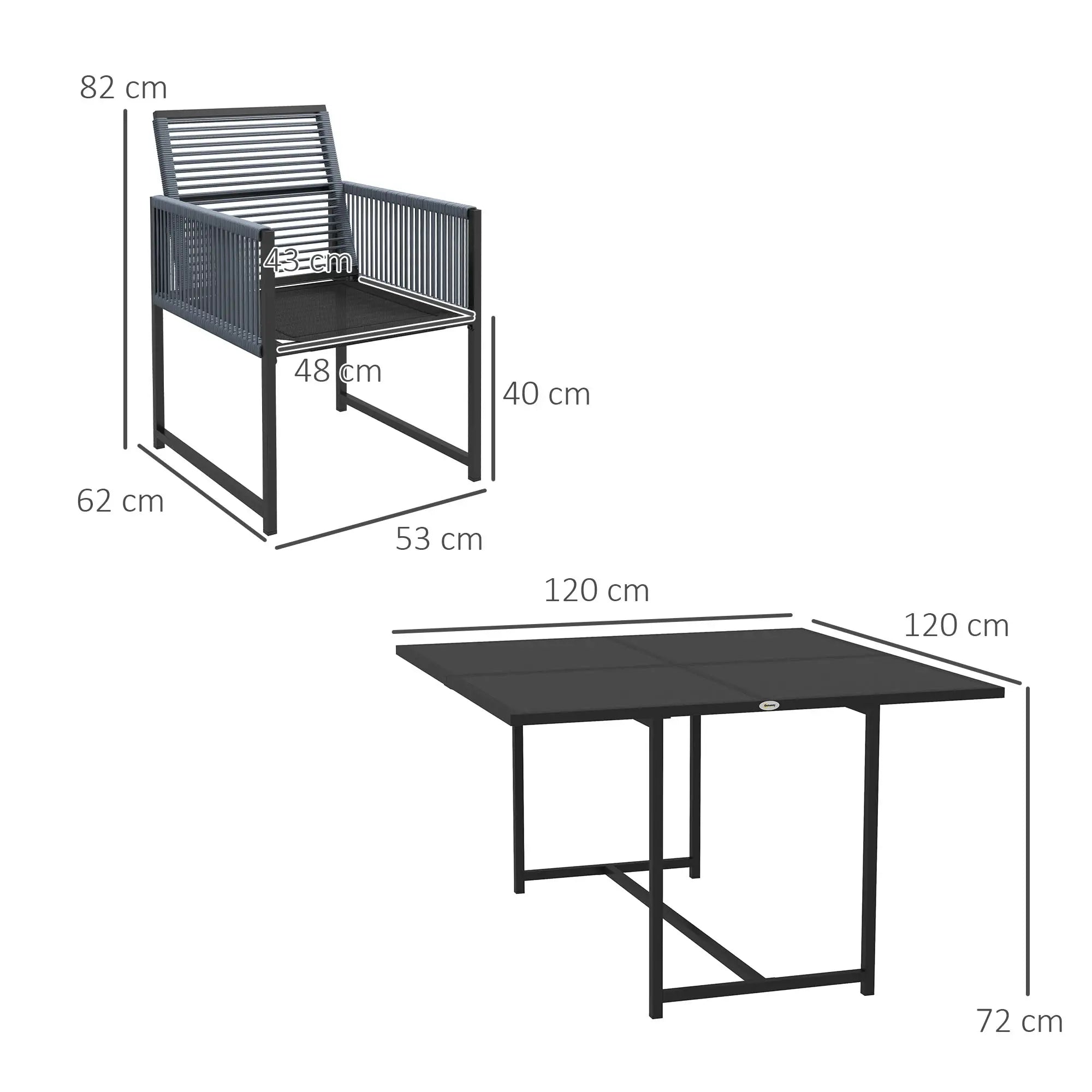 Outsunny Gartenmöbel-Set 4-Sitzer platzsparend klappbar