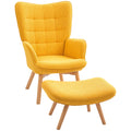 HOMCOM Relaxsessel mit Hocker Lesesessel Set Buchenholzbeine Cordoptik Orange