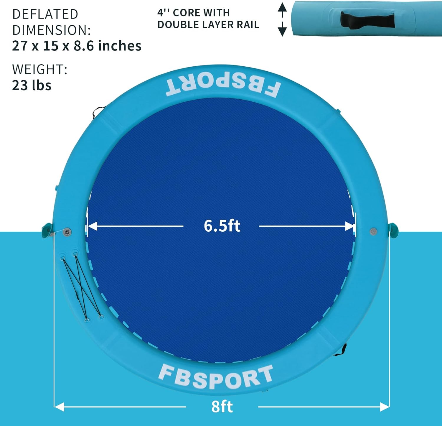 Aufblasbares Dock, schwimmende Plattform, 2,44 m aufblasbares Wasserhängematten-Schwimmdeck für See mit Getränkehalter, runder Schwimmring, Schwimmfloß, Liegeinsel, Plattformpolster