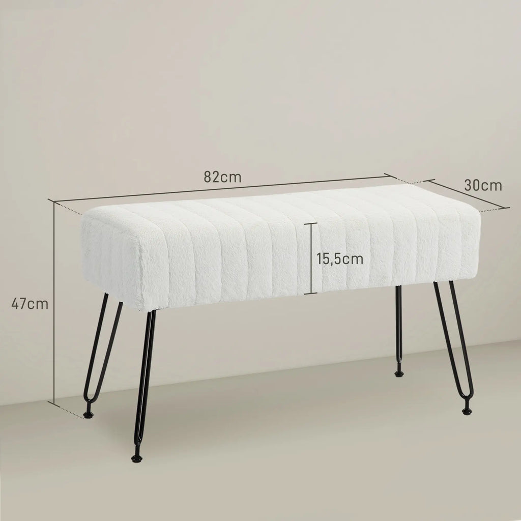 HOMCOM Polsterbank Kunstfell weich elegant Weiß