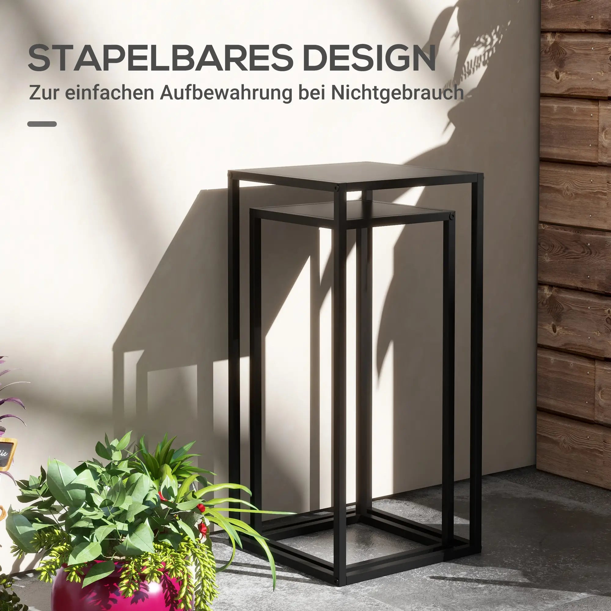 Outsunny Blumenständer 2er-Set stapelbar vielseitig Pflanzenständer
