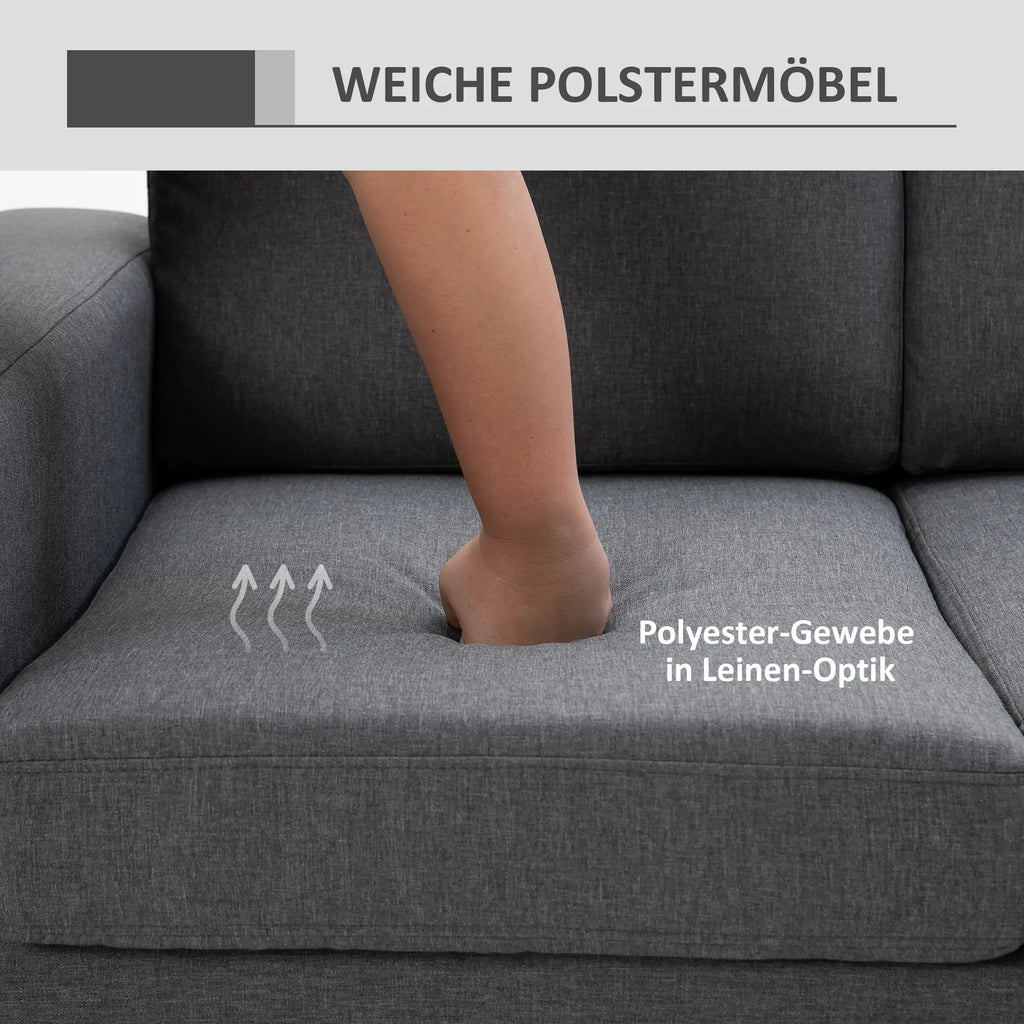 HOMCOM 3-Sitzer Sofa minimalistisches Design hoher Komfort Dunkelgrau