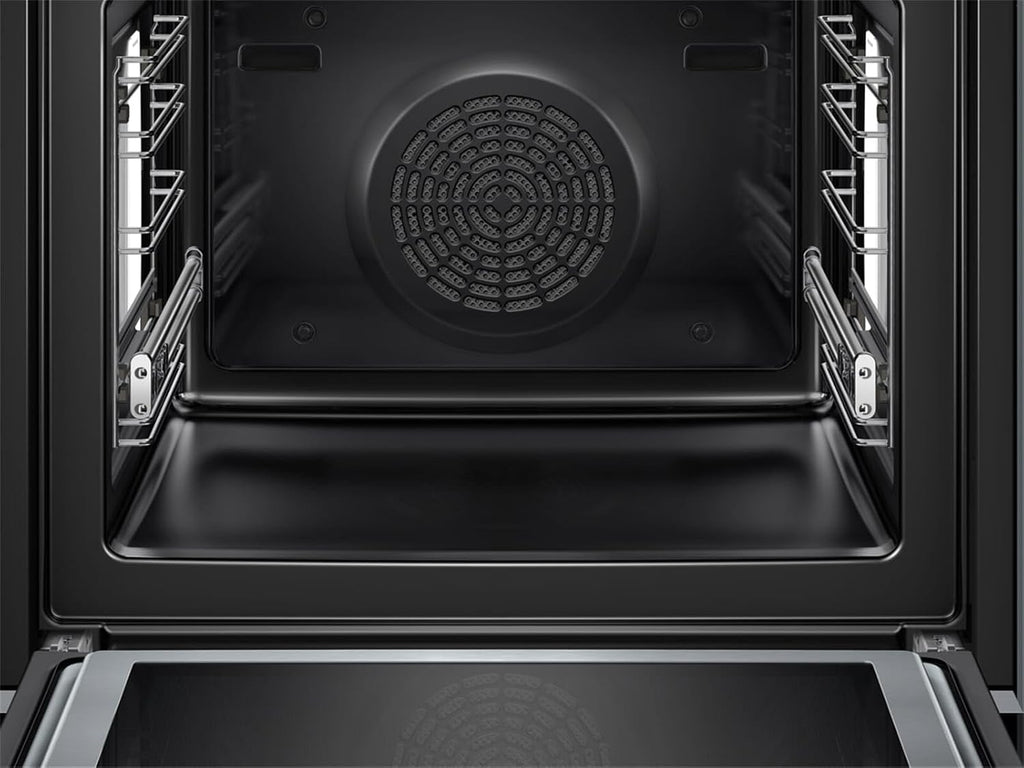 Bosch HMG7361B1, Serie 8 smarter Einbau-Backofen mit Mikrowellenfunktion, 60 x 60 cm, Made in Germany, Schwarz, Air Fry, Digitaler Bedienring, Touchdisplay, Automatikprogramme, Reinigungsunterstützung