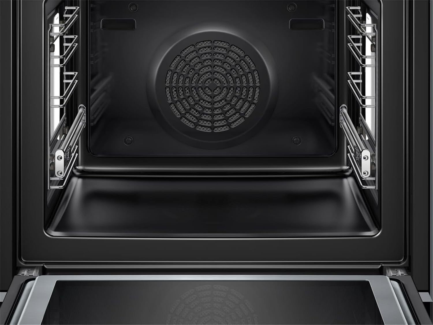 Bosch HMG7361B1, Serie 8 smarter Einbau-Backofen mit Mikrowellenfunktion, 60 x 60 cm, Made in Germany, Schwarz, Air Fry, Digitaler Bedienring, Touchdisplay, Automatikprogramme, Reinigungsunterstützung