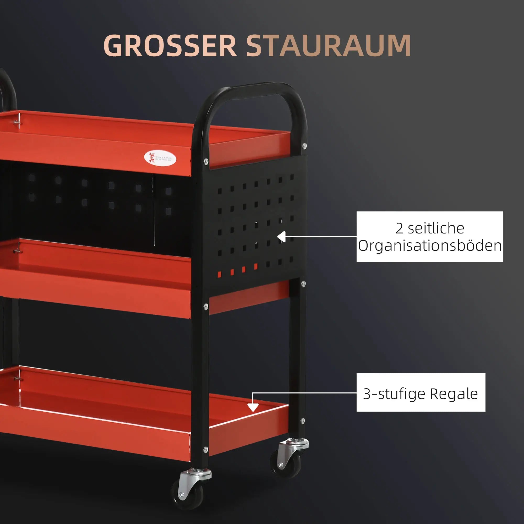 Durhand Werkzeugwagen mit Rollen und Lochwand Stahl