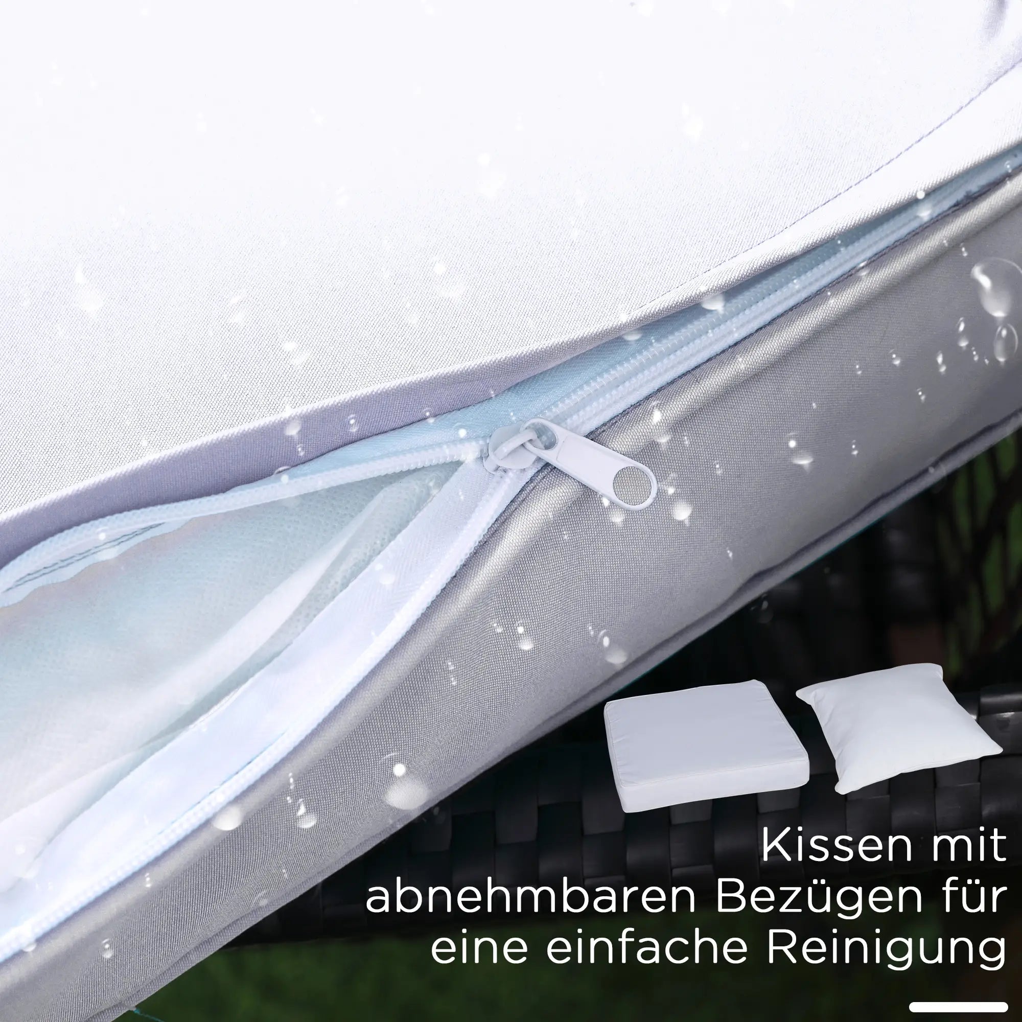 Outsunny Gartensitzgruppe 2 Schaukelstühle Tisch mit Kissen Rattan