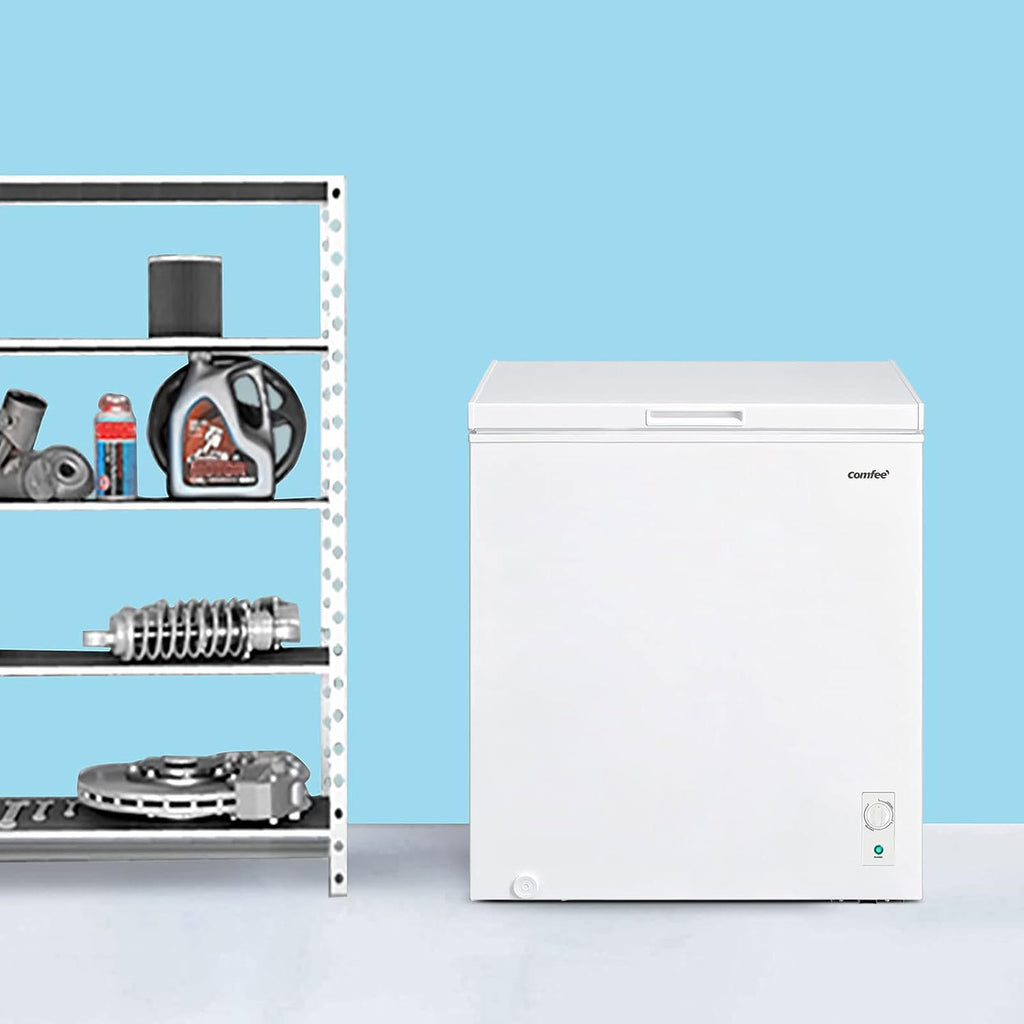 Comfee RCC100WH2(E) Gefriertruhe/169 kWh/Jahr/85cm hoch/99L/38dB/Geringe Lautstärke/Hoch effizientesD-förmigesRohr/Geeignet für verschiedene Einsatzszenarien/Einstellbarer Temperaturregler/Weiß