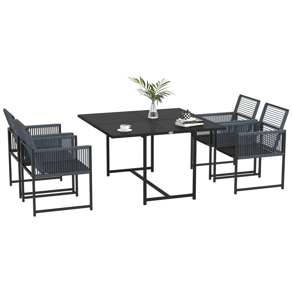 Outsunny Gartenmöbel-Set 4-Sitzer platzsparend klappbar