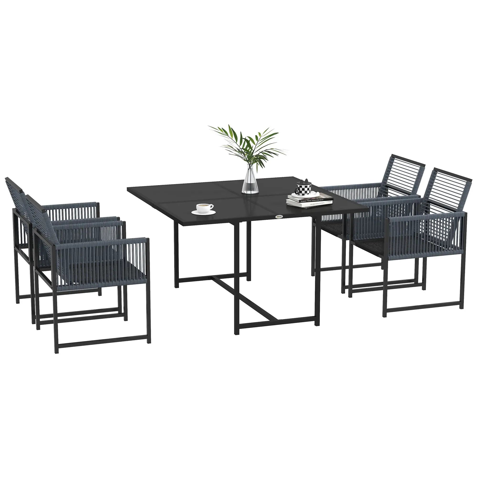 Outsunny Gartenmöbel-Set 4-Sitzer platzsparend klappbar