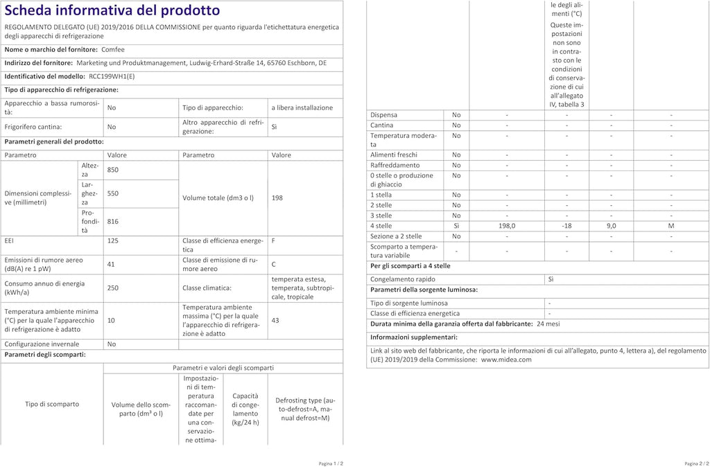 Comfee RCC100WH2(E) Gefriertruhe/169 kWh/Jahr/85cm hoch/99L/38dB/Geringe Lautstärke/Hoch effizientesD-förmigesRohr/Geeignet für verschiedene Einsatzszenarien/Einstellbarer Temperaturregler/Weiß