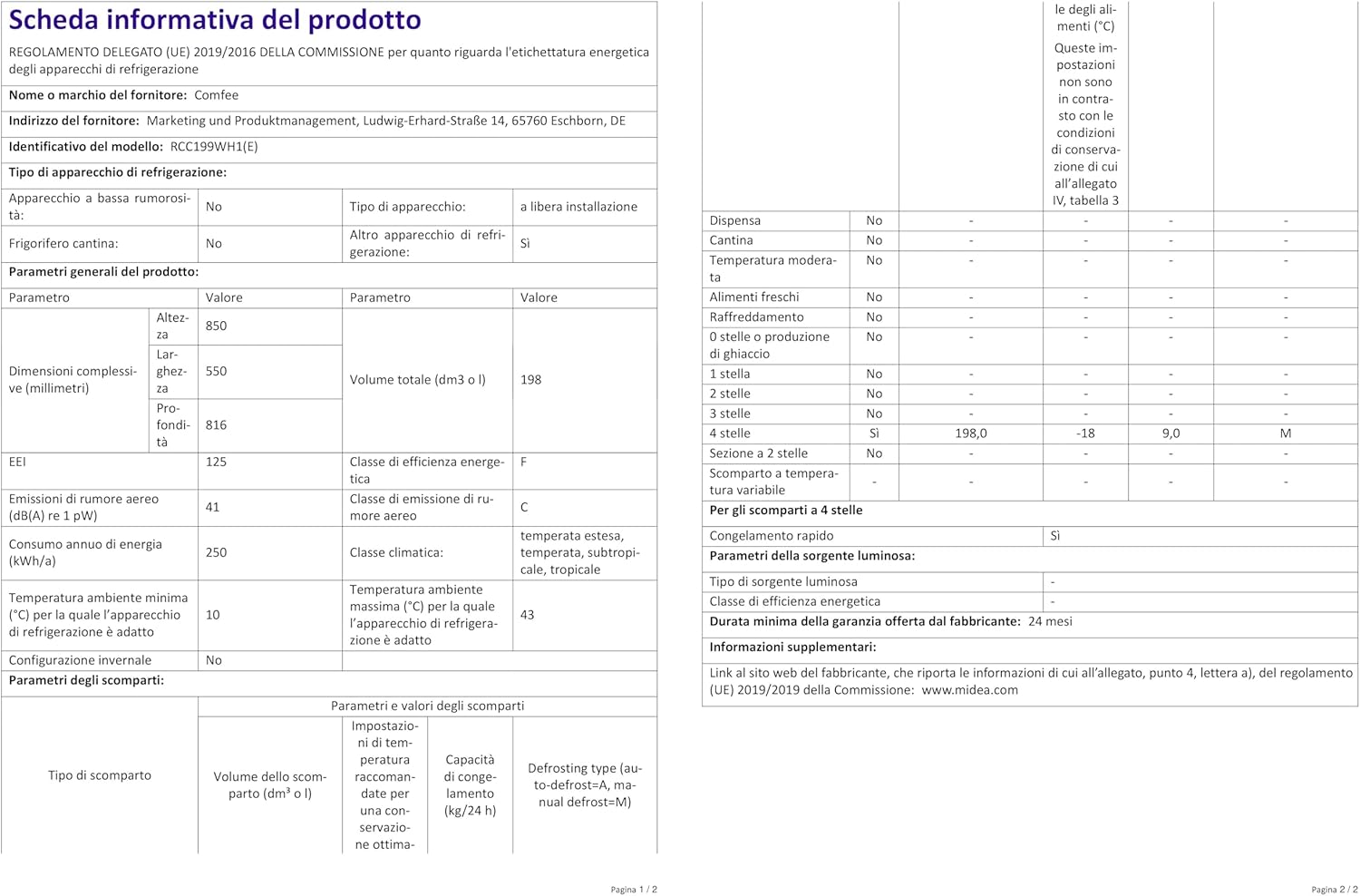 Comfee RCC100WH2(E) Gefriertruhe/169 kWh/Jahr/85cm hoch/99L/38dB/Geringe Lautstärke/Hoch effizientesD-förmigesRohr/Geeignet für verschiedene Einsatzszenarien/Einstellbarer Temperaturregler/Weiß