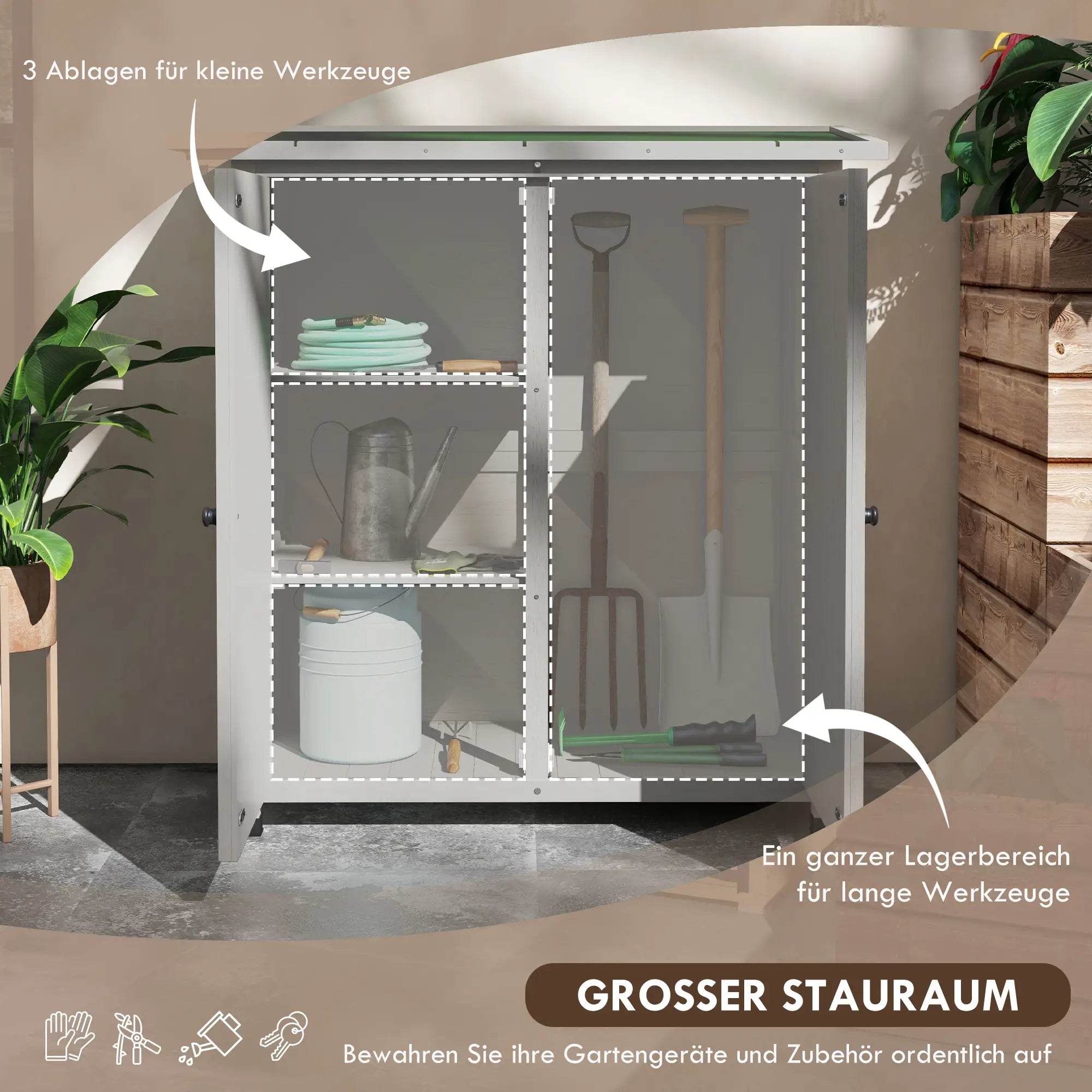 Outsunny Gartenschrank Outdoor 2 Fächer wetterfest