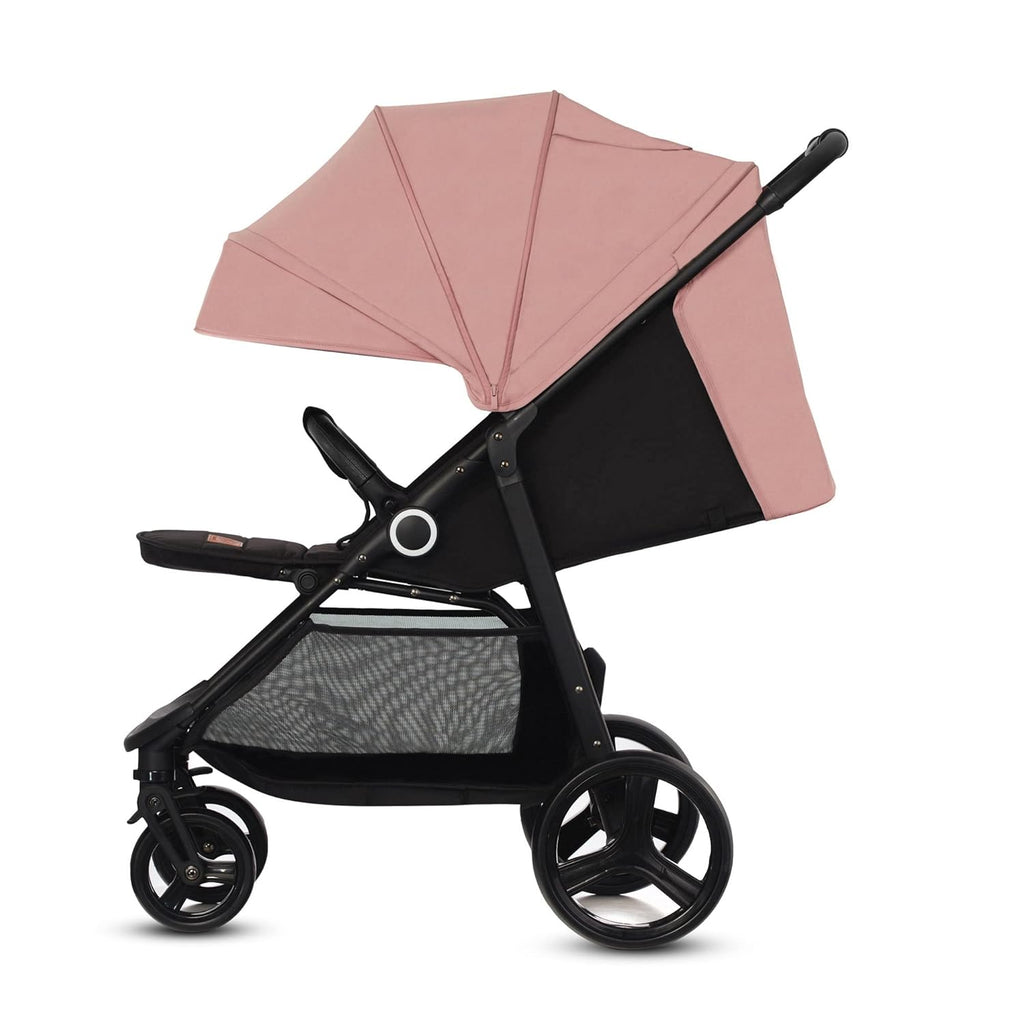 Kinderkraft GRANDE PLUS Kinderkraft buggy von Geburt bis 22 kg, Zusammenklappen mit einer Hand, Liegeposition, großes Verdeck mit Fenster, alle 4 Räder gedämpft, geräumige Sitz, Grau