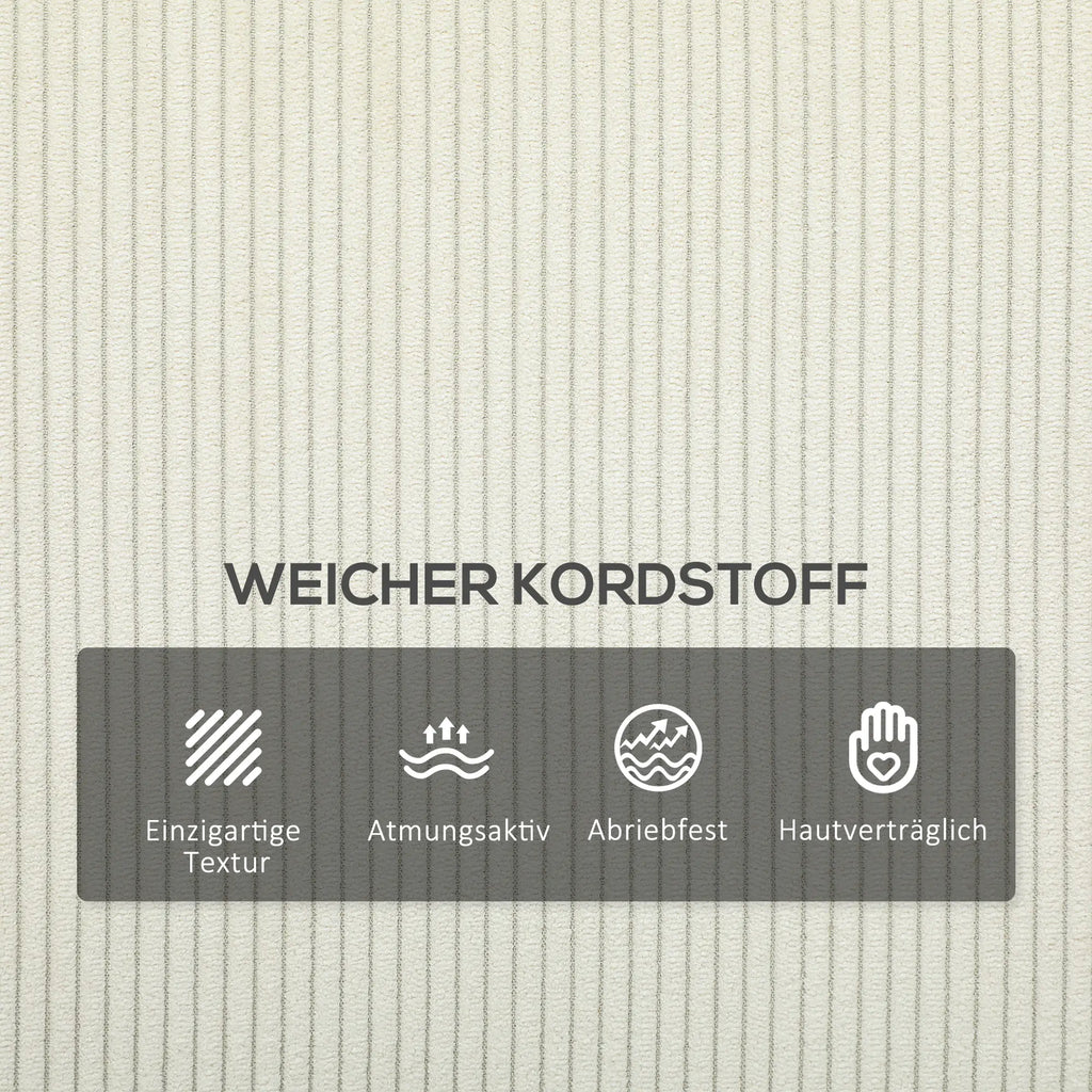 HOMCOM Dreisitzer Sofa Couch mit Federkern und Rückenkissen Cremeweiß