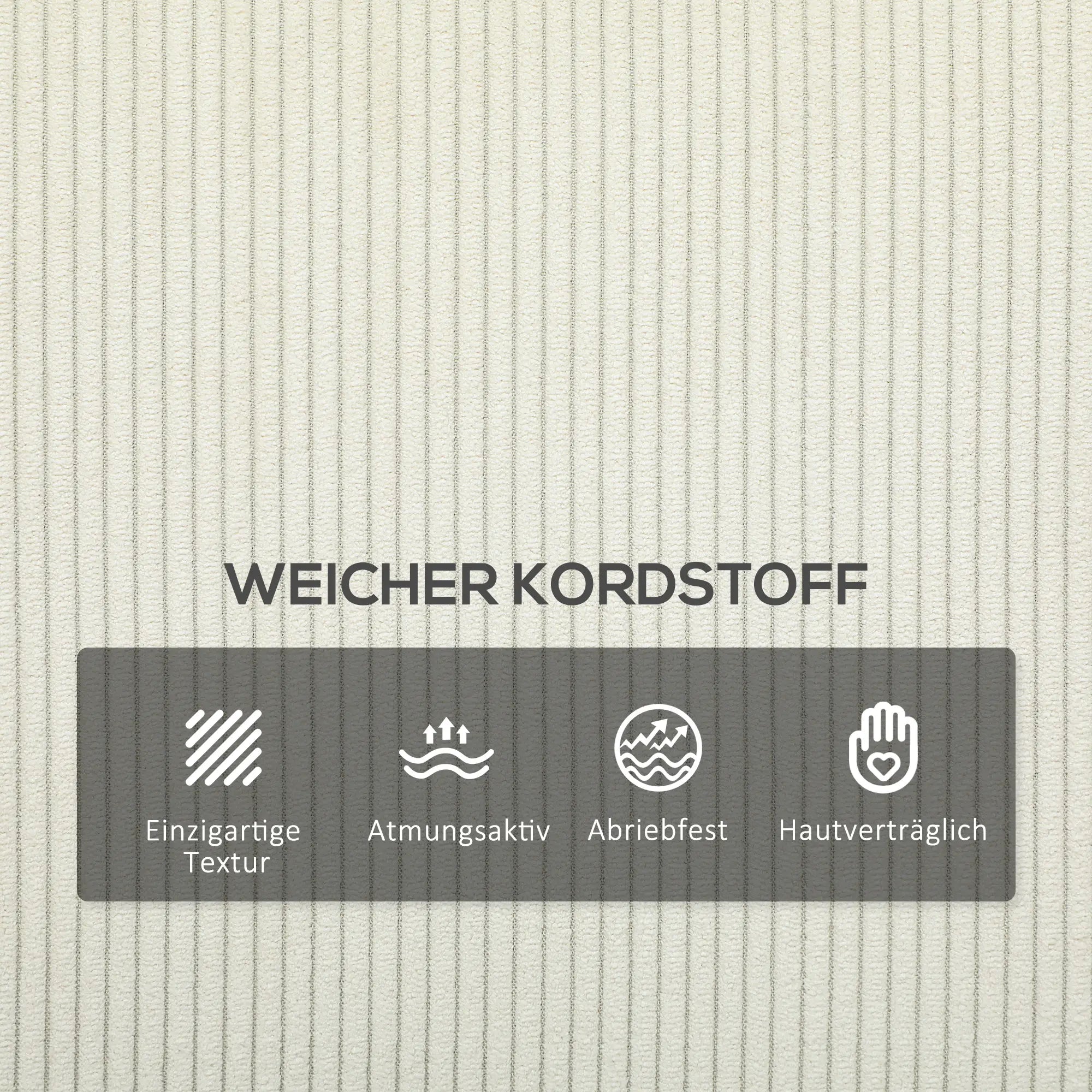 HOMCOM Dreisitzer Sofa Couch mit Federkern und Rückenkissen Cremeweiß