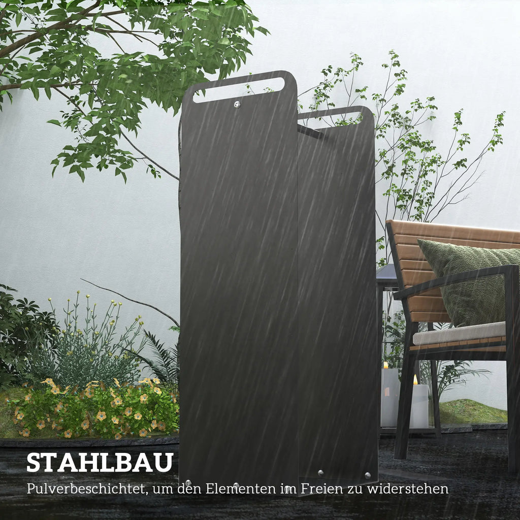 Outsunny Kaminholzregal mit Griffen – 36 × 30 × 90 cm, Stahl, Schwarz