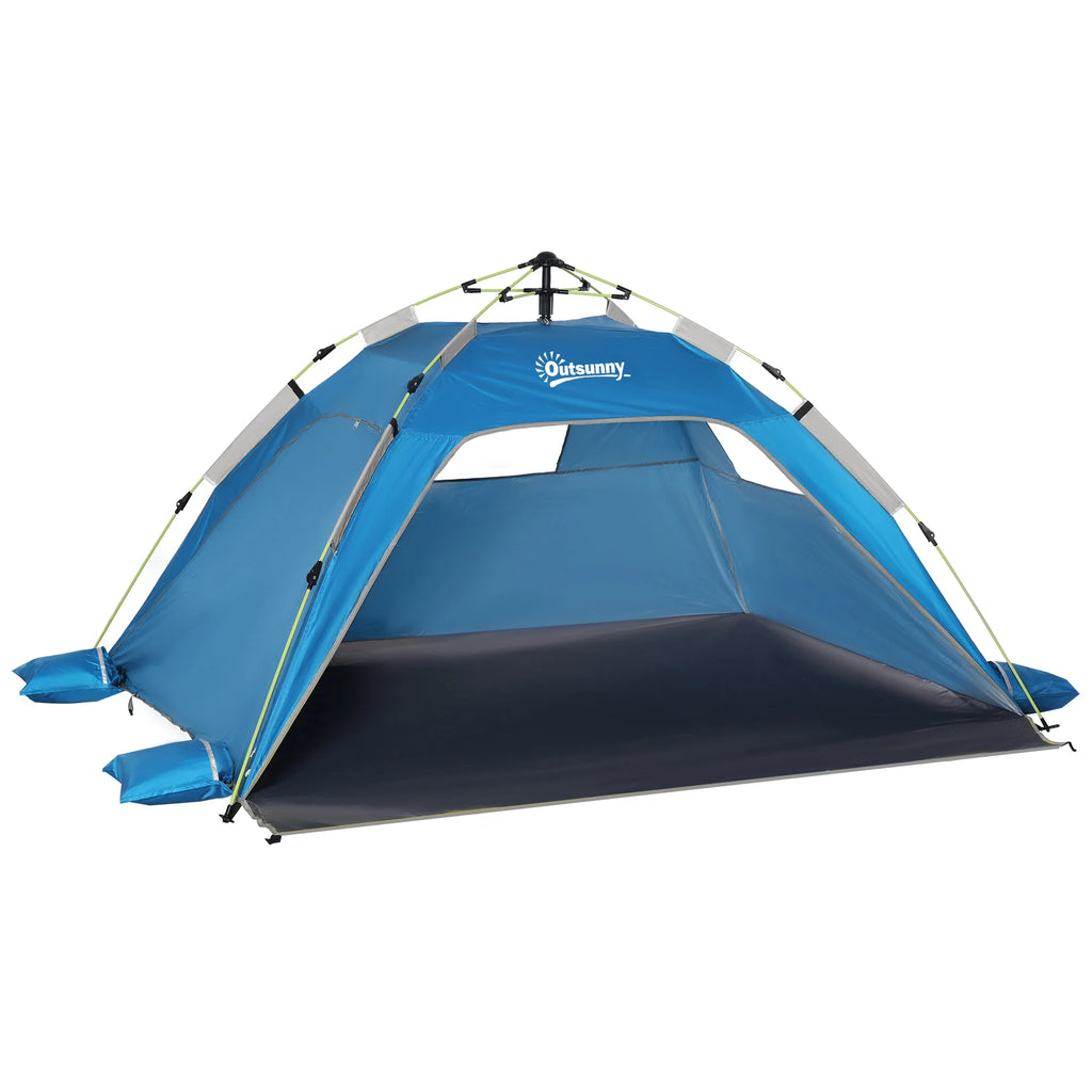 Outsunny Strandmuschel Pop-up 2 Personen mit Fenstern Himmelblau