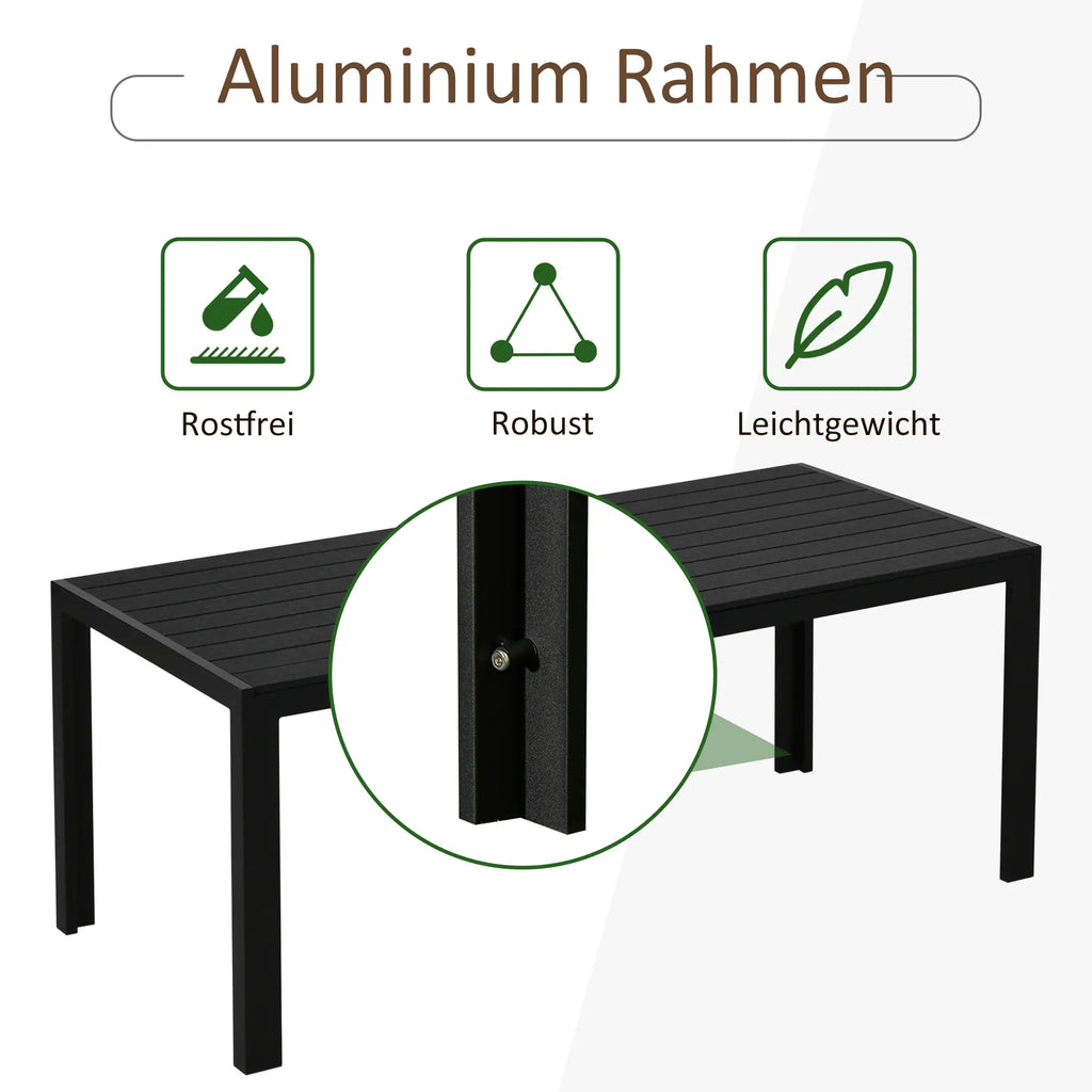 Outsunny Gartentisch Outdoor wetterfest WPC-Tischplatte Aluminium
