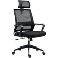 HOMCOM Ergonomischer Bürostuhl mit verstellbarer Kopfstütze, Schwarz
