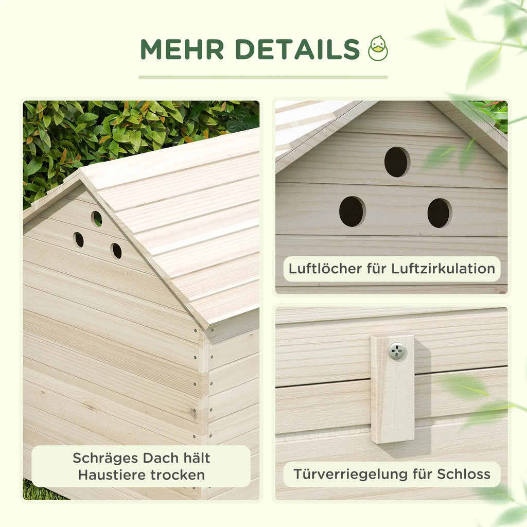 PawHut Entenhaus mit aufklappbarem Dach und Rampe Tannenholz