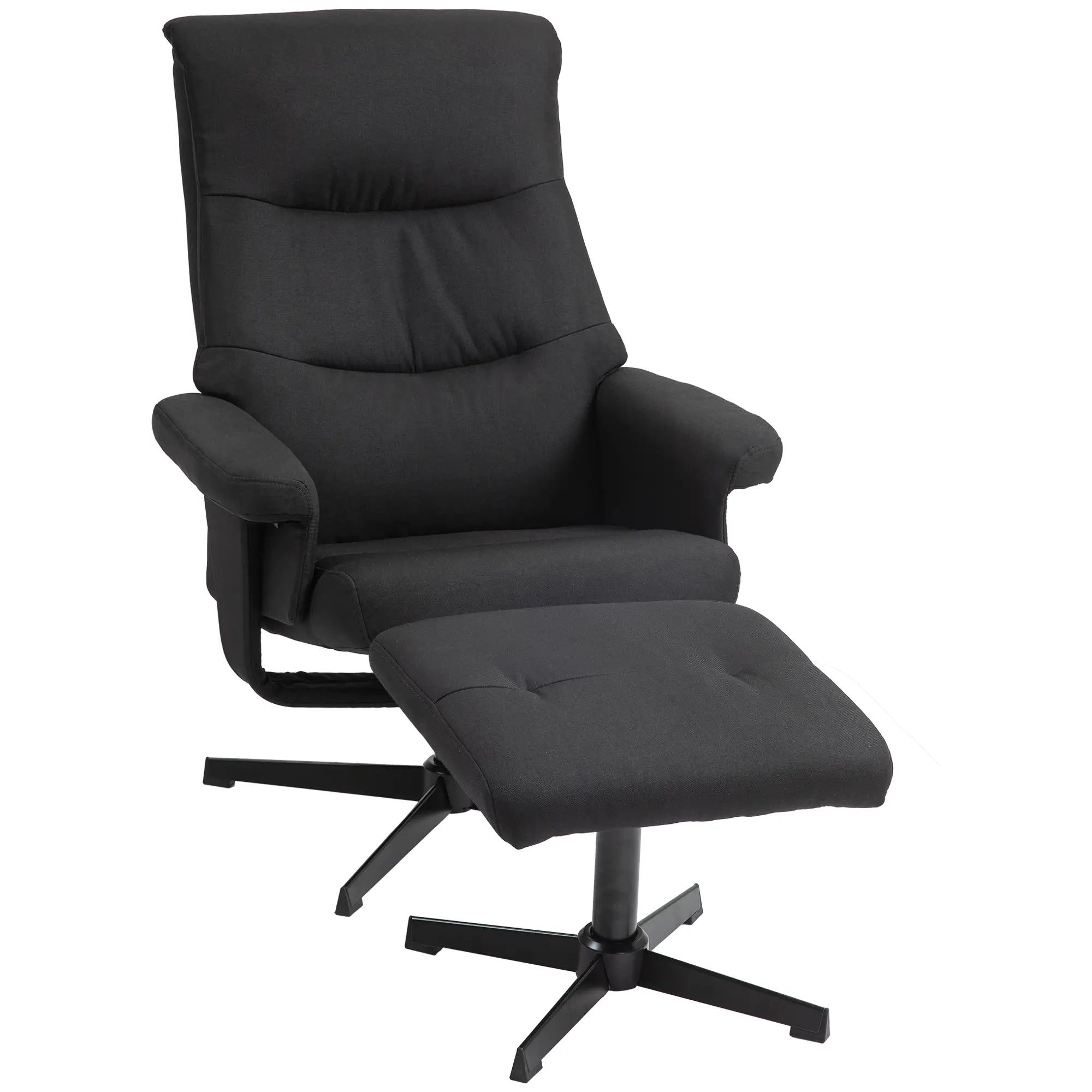 HOMCOM Relaxsessel mit Hocker & Liegefunktion Schwarz