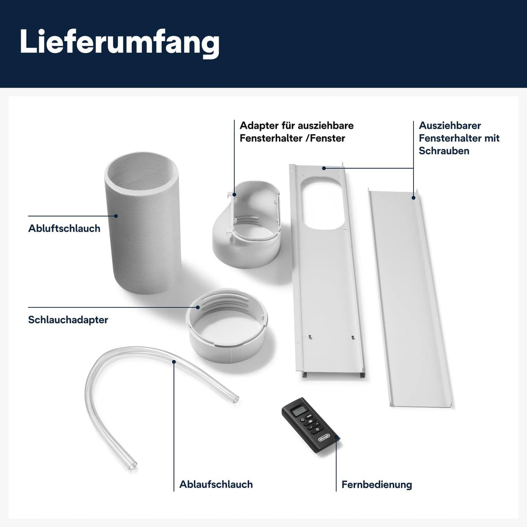 De'Longhi Pinguino PAC EM93 Silent, Mobile Klimaanlage für Räume bis zu 90 m³, 10.500 BTU/h, 2,6 kW, 63 dB, Entfeuchtungsfunktion, Energieklasse A, 24h-Timer, Weiß