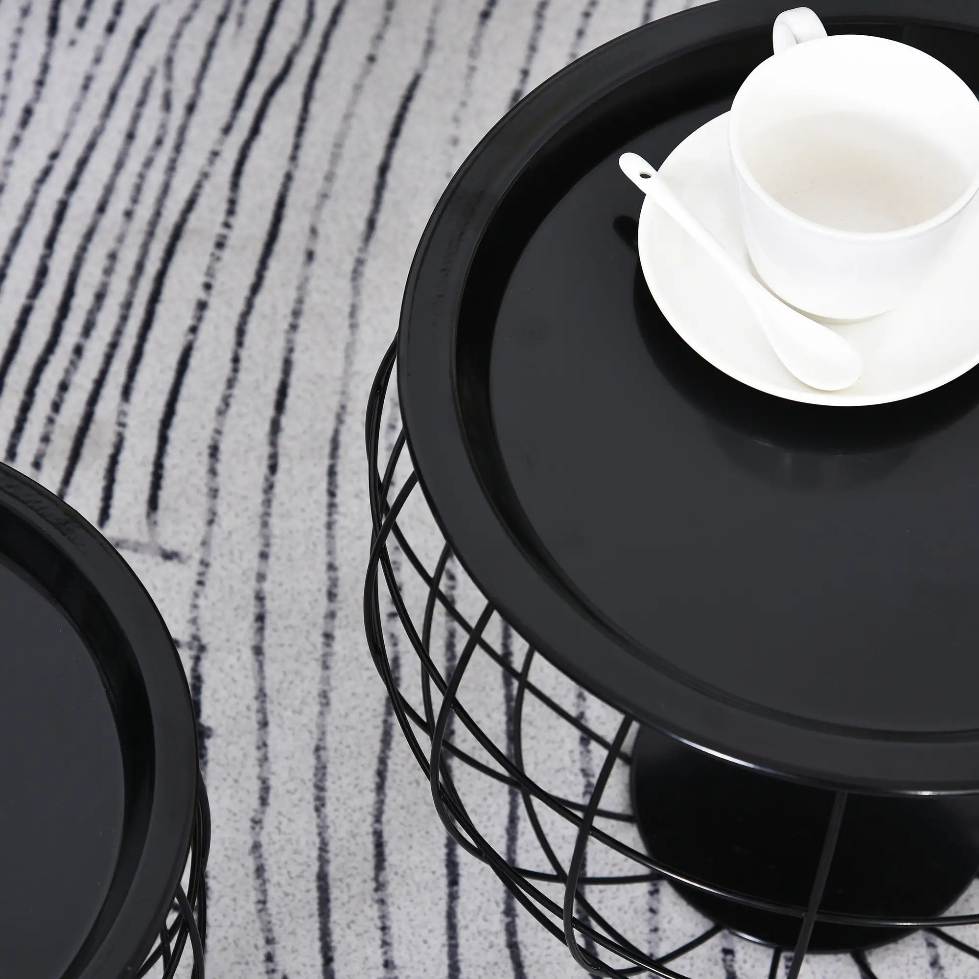 HOMCOM Couchtisch 3er-Set mit Aufbewahrung abnehmbare Tischplatte