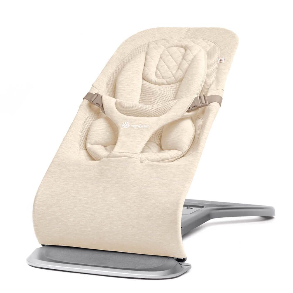 Ergobaby 3-in-1 Evolve Bouncer, Ergonomische Babywippe für Neugeborene ab Geburt bis zum Kleinkind, Babyschaukel mit Neugeboreneneinsatz (2,5 kg - 13,2 kg), Cream