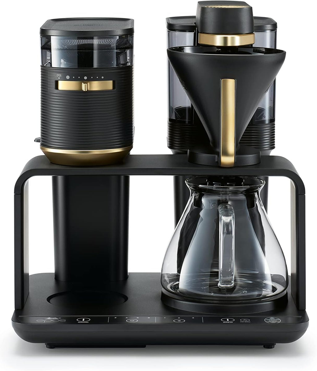 Melitta EPOS Kaffeemaschine mit Mahlwerk, schwarz-silber
